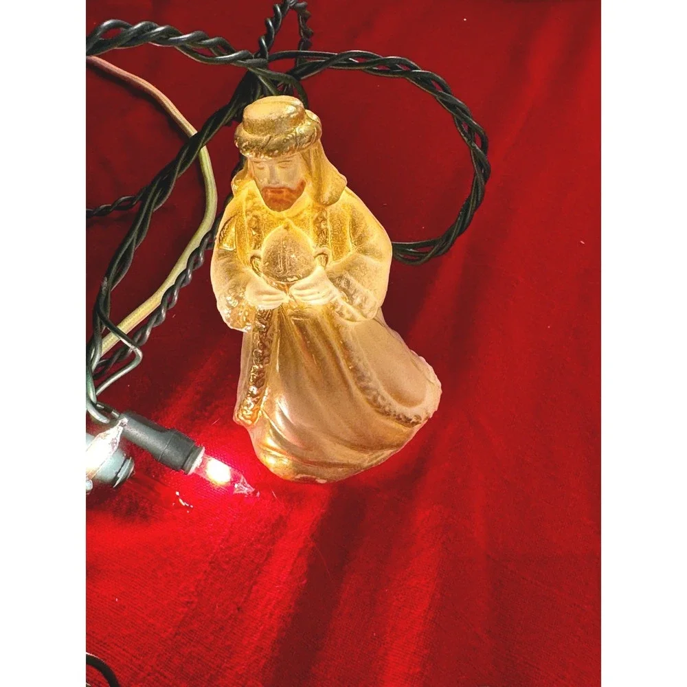 Vintage Nativity Three Wise Men Christmas String Lights Blow Mold Style Set